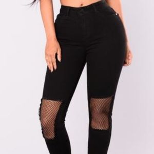 Black fishnet jeans